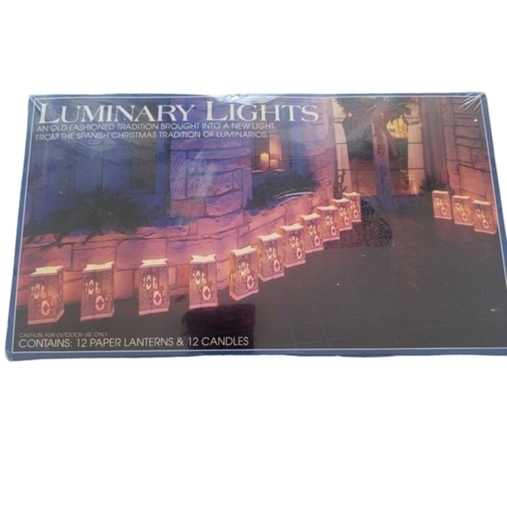 Vintage Luminary Lights set 12 Paper Bag Lantern Candles Christmas Ornaments new